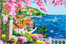 Kit de punto de cruz contado Trimits Ð Grande: Riviera, 36 x 36 cm, incluye tela Aida, hilos preclasificados, aguja, alfabeto personalizable, instrucciones en inglés, francés y alemán