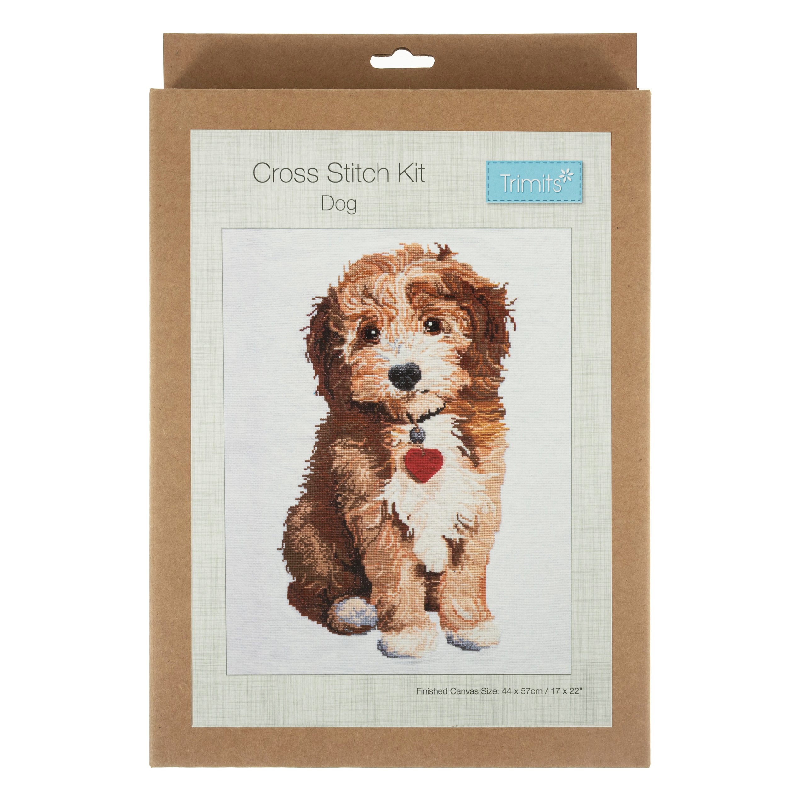 Trimits Counted Cross Stitch Kit Ð Large: Dog, 36x36cm, Includes Aida Fabric, Pre-Sorted Threads, Needle, Personalizing Alphabet, Instructions in English, French, German - 0