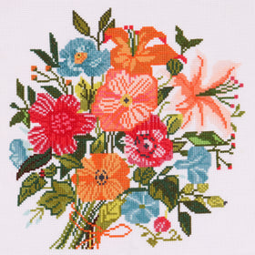 Trimits Counted Cross Stitch Kit Large: Floral Boutique, 36x36cm, Includes Aida Fabric, Pre-Sorted Threads, Needle, Personalizing Alpha...