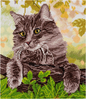 Trimits Counted Cross Stitch Kit Large: Cat, 36x36cm, Includes Aida Fabric, Pre-Sorted Threads, Needle, Personalizing Alphabet, Instruc...