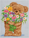 Kit de punto de cruz contado Trimits Ð Grande: Teddy, 36 x 36 cm, incluye tela Aida, hilos preclasificados, aguja, alfabeto personalizable, instrucciones en inglés, francés y alemán