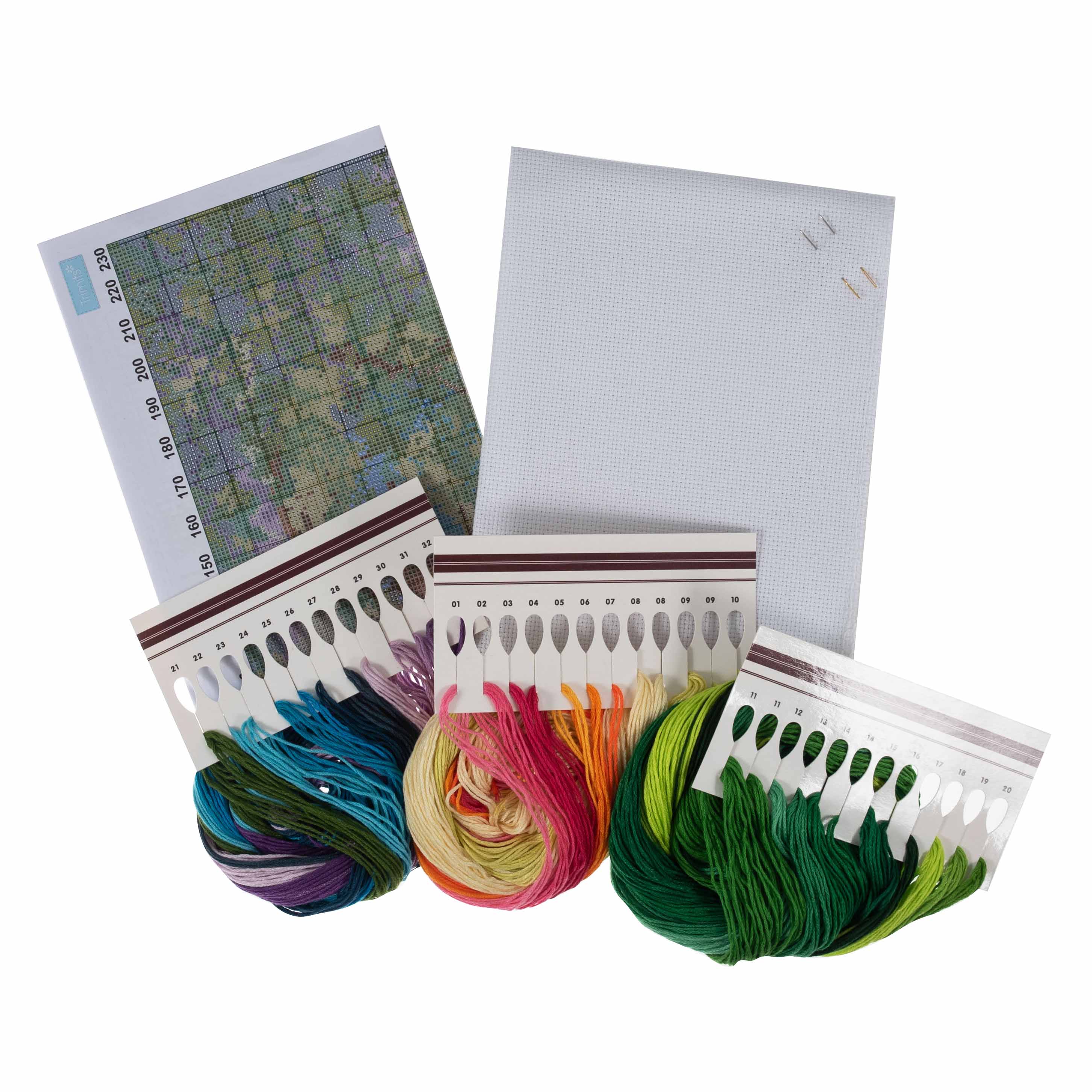 Trimits Counted Cross Stitch Kit Ð Extra Large: Country Garden, 50x50cm, Includes Aida Fabric, Pre-Sorted Threads, Needle, Instructions in English, French, German - 0