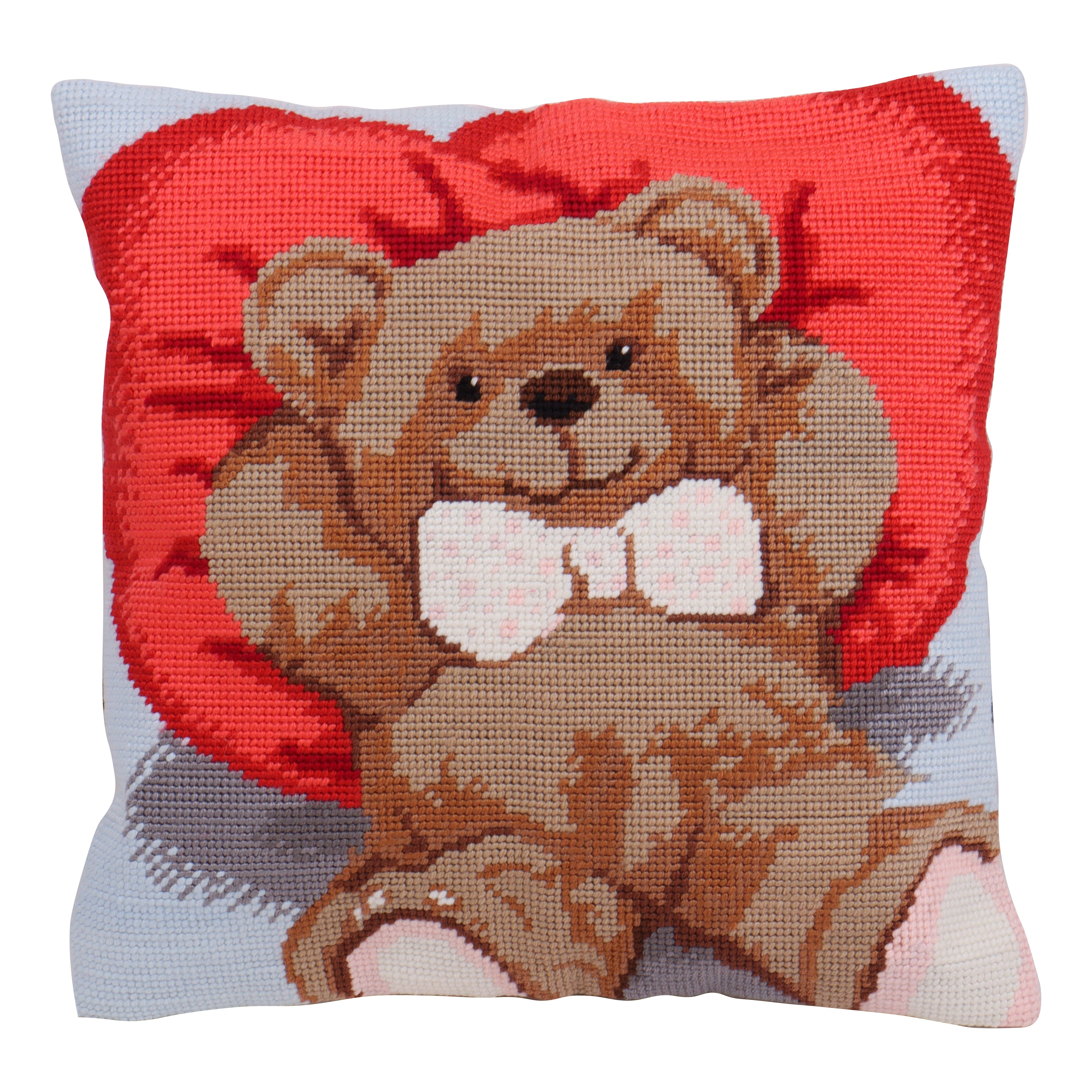 Trimits Half Stitch Tapestry Kit Ð Cushion: Ted, 40x40cm, Includes Pre-Printed Canvas, Acrylic Yarns, Needle, Cushion Back, Instructions in English, French, German