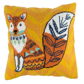 Trimits Half Stitch Tapestry Kit Cushion: Fox, 40x40cm, Includes Pre-Printed Canvas, Acrylic Yarns, Needle, Cushion Back, Instructions...