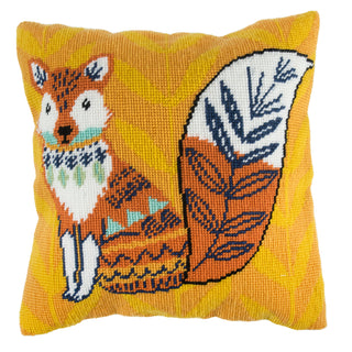 Trimits Half Stitch Tapestry Kit Ð Cushion: Fox, 40x40cm, Includes Pre-Printed Canvas, Acrylic Yarns, Needle, Cushion Back, Instructions in English, French, German