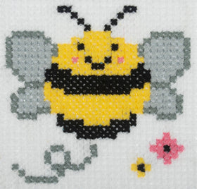 Trimits Counted Cross Stitch Kit Bee, 6-Count Binca Fabric, Includes Pre-Sorted Threads, Needle, Instructions in English, French, German