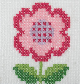 Trimits Counted Cross Stitch Kit Flower, 6-Count Binca Fabric, Includes Pre-Sorted Threads, Needle, Instructions in English, French, Ge...