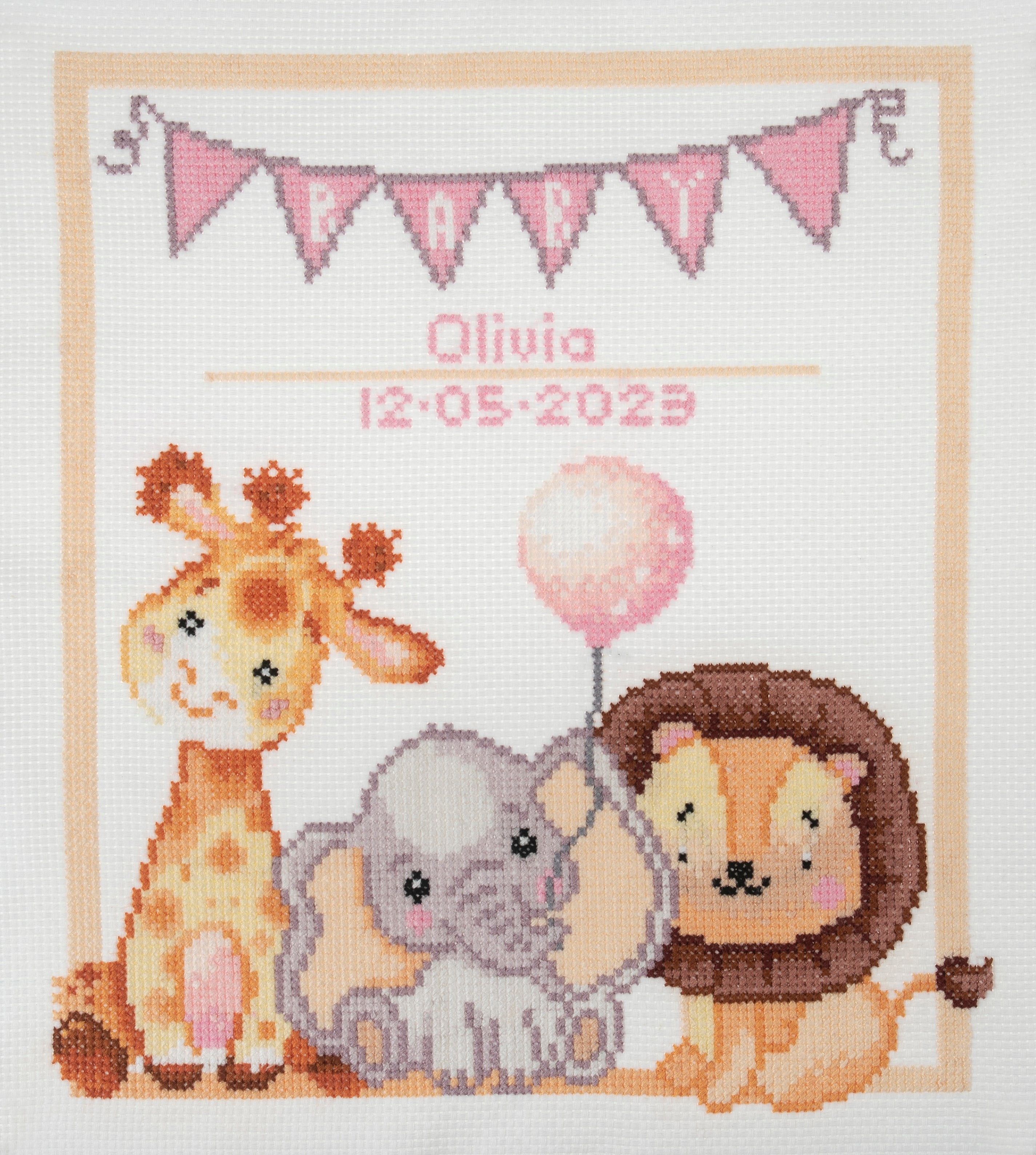 Trimits Counted Cross Stitch Kit Ð Large: Baby, 36x36cm, Includes Aida Fabric, Pre-Sorted Threads, Needle, Personalizing Alphabet, Instructions in English, French, German - 0