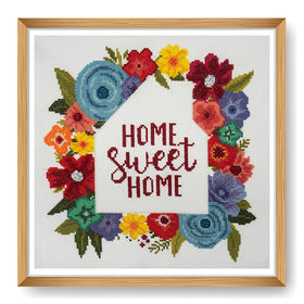 Trimits Counted Cross Stitch Kit Large: Home Sweet Home, 36x36cm, Includes Aida Fabric, Pre-Sorted Threads, Needle, Personalizing Alpha...
