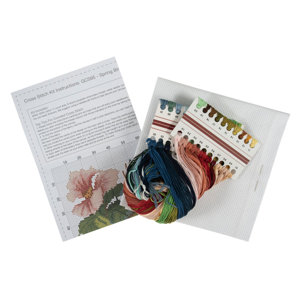 Trimits Counted Cross Stitch Kit Ð Large: Bird, 36x36cm, Includes Aida Fabric, Pre-Sorted Threads, Needle, Personalizing Alphabet, Instructions in English, French, German