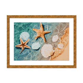 Trimits Printed Cross Stitch Kit Large: Crystal Shore, 11-Count Aida Fabric, Includes Pre-Sorted Threads, Needle, Instructions in EN, F...