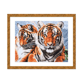 Trimits Printed Cross Stitch Kit Extra Large: Tiger, 14-Count Aida Fabric, Includes Pre-Sorted Threads, Needle, Instructions in EN, FR,...