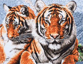 Trimits Printed Cross Stitch Kit Extra Large: Tiger, 14-Count Aida Fabric, Includes Pre-Sorted Threads, Needle, Instructions in EN, FR,...