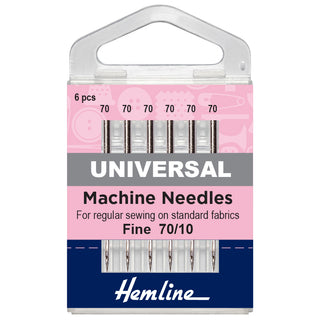 Hemline Sewing Machine Needles: Universal: Fine 70(10): 6 Pieces