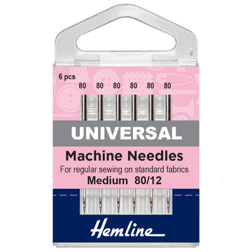 Hemline Sewing Machine Needles: Universal: Medium 80(12): 6 Pieces