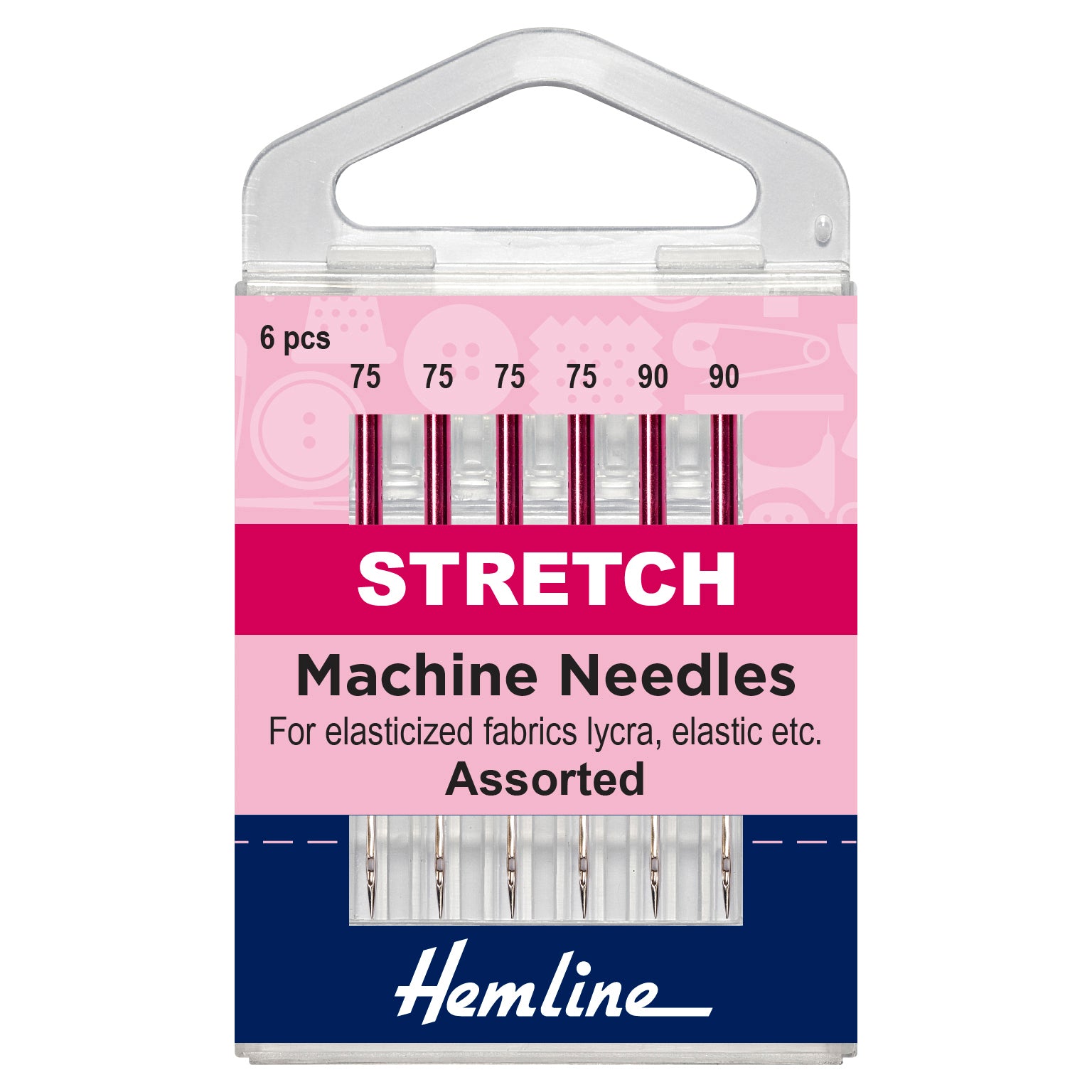 Hemline Sewing Machine Needles: Stretch: Mixed: 6 Pieces