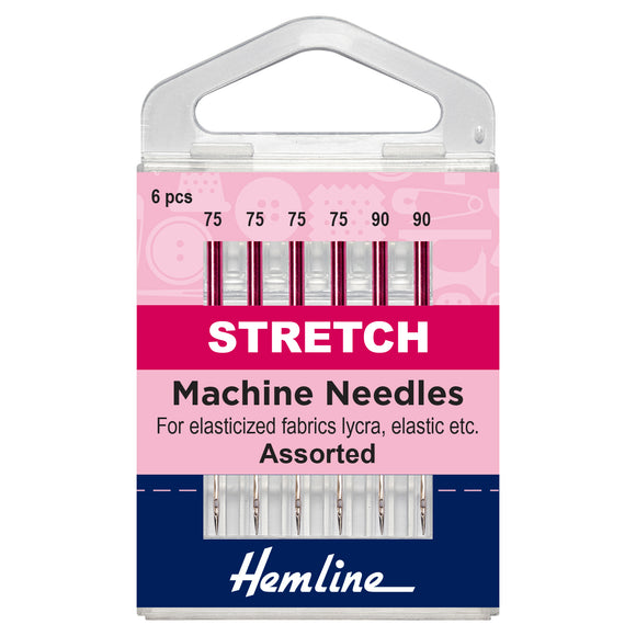 Hemline Sewing Machine Needles: Stretch: Mixed: 6 Pieces