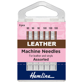Hemline Sewing Machine Needles: Leather: Mixed: 6 Pieces