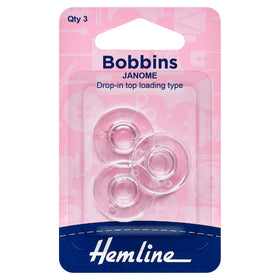 Hemline Plastic Bobbin: Janome, New Home - Threads