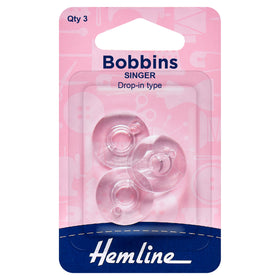 Hemline Plastic Bobbin: Singer, Class 66k - Threads