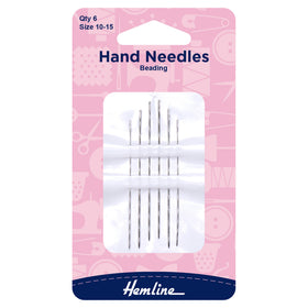 Hemline Hand Sewing Needles: Beading: Size 10-15: 6 Pieces - Hand-Sewing Needles