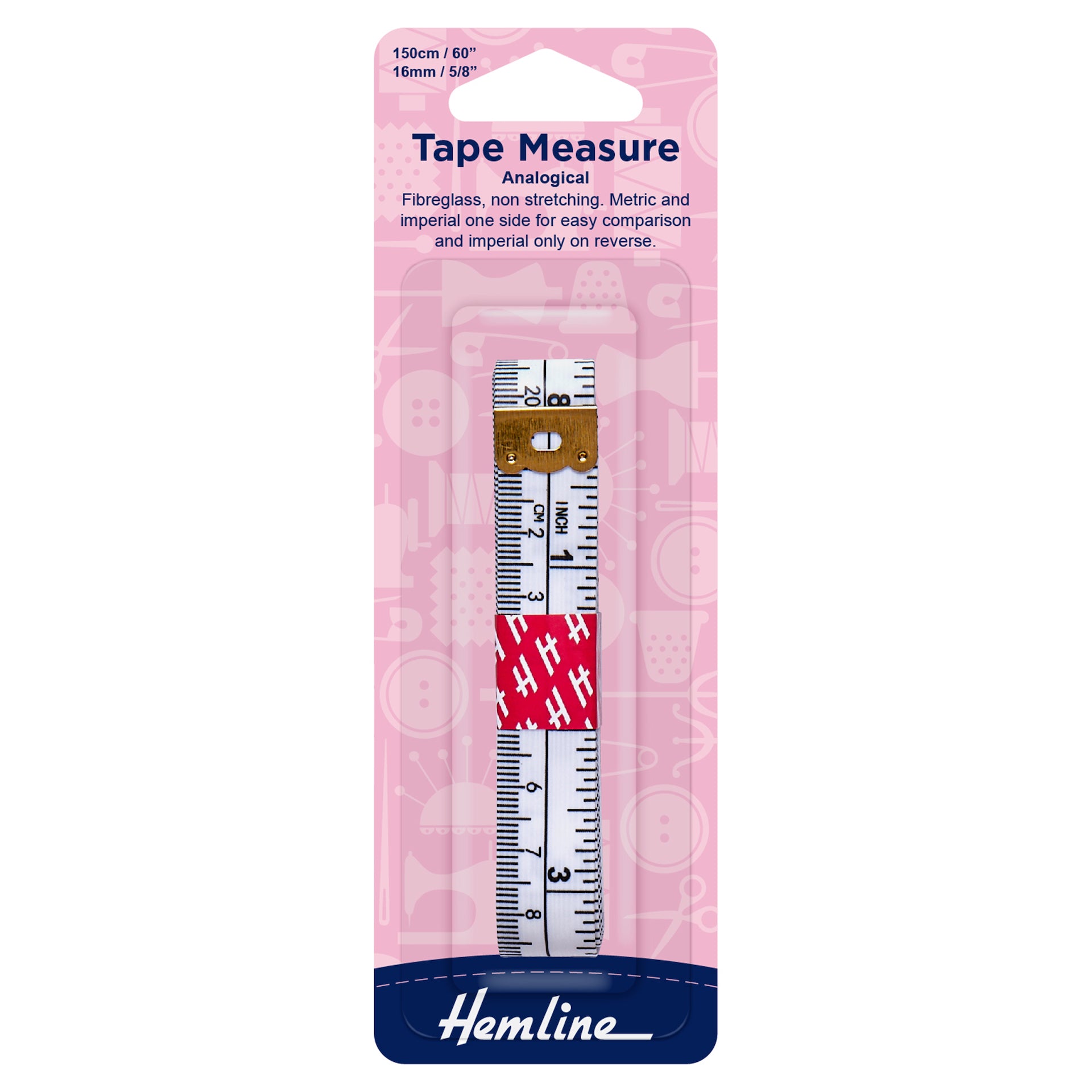 Hemline Tape Measure: Analogical Metric and Imperial: 150cm