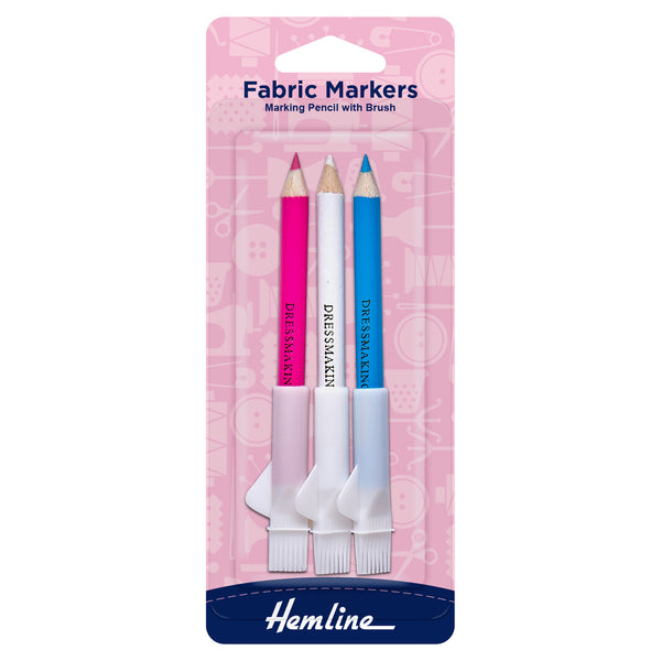 Hemline Dressmakers Pencils with Brush: 3 Colours