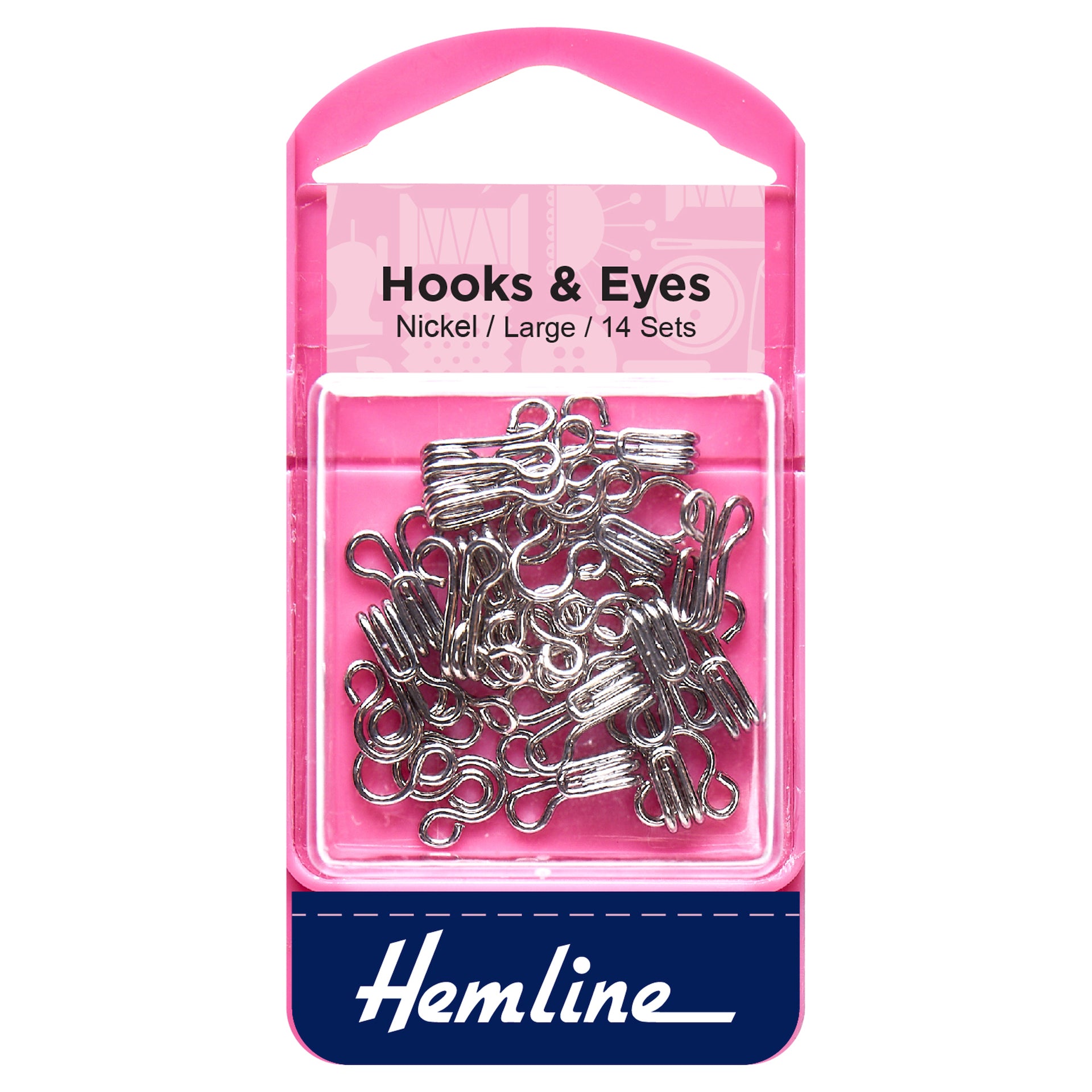 Hemline Hooks and Eyes: Nickel: 14 Sets