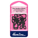 Hemline Fur Hooks and Eyes: Black: Size 3: 3 Sets-1