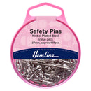 Hemline Safety Pins: Value Pack: Nickel: 100 Pieces-1