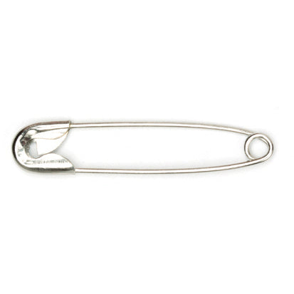 Hemline Safety Pins: 34mm: Nickel: 30 Pieces