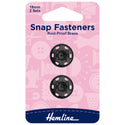 Hemline Snap Fasteners: Sew-on: Black: 18mm: Pack of 2