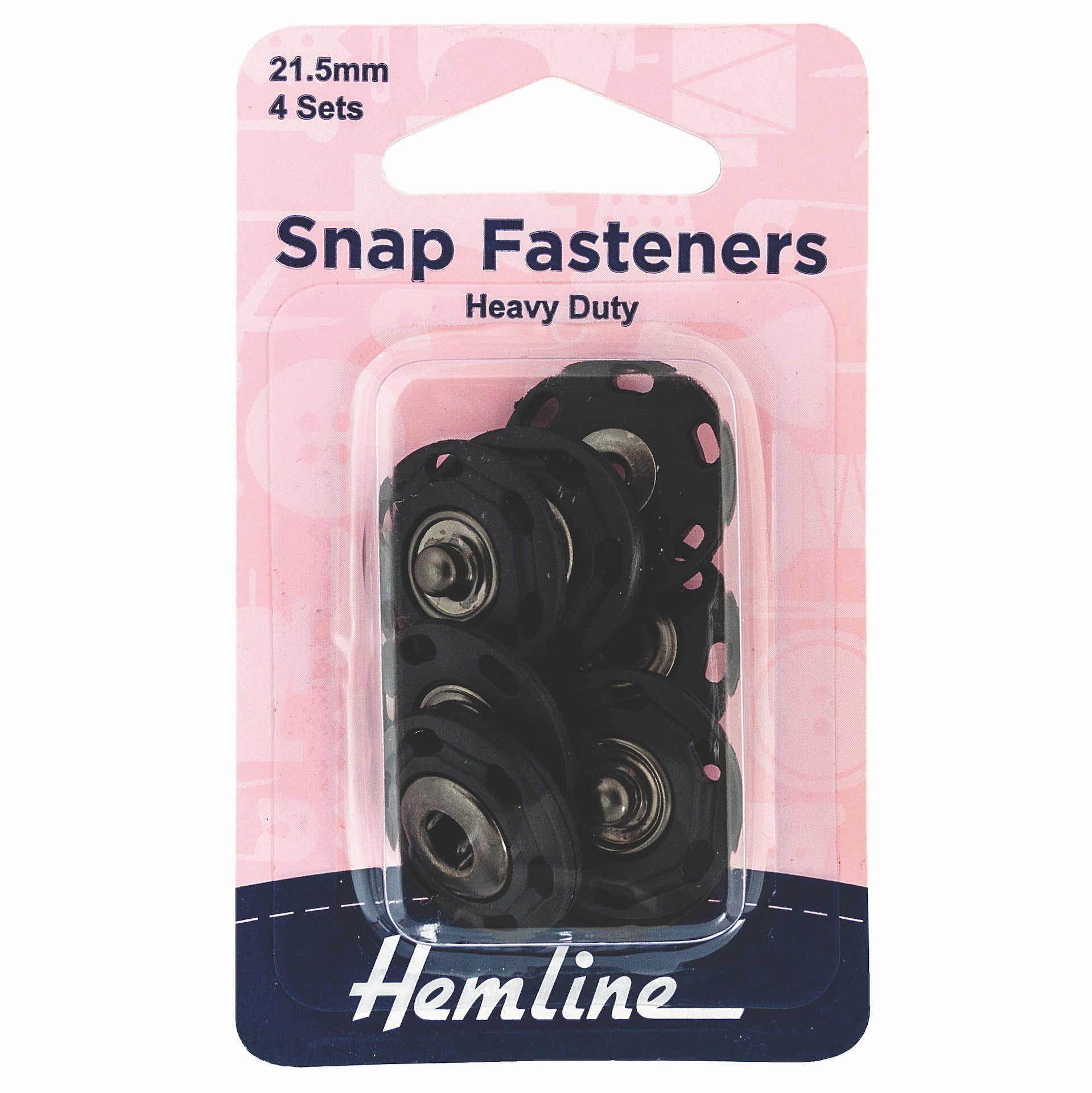 Hemline Snap Fasteners: Sew-on: Plastic: 21.5mm: Pack of 4