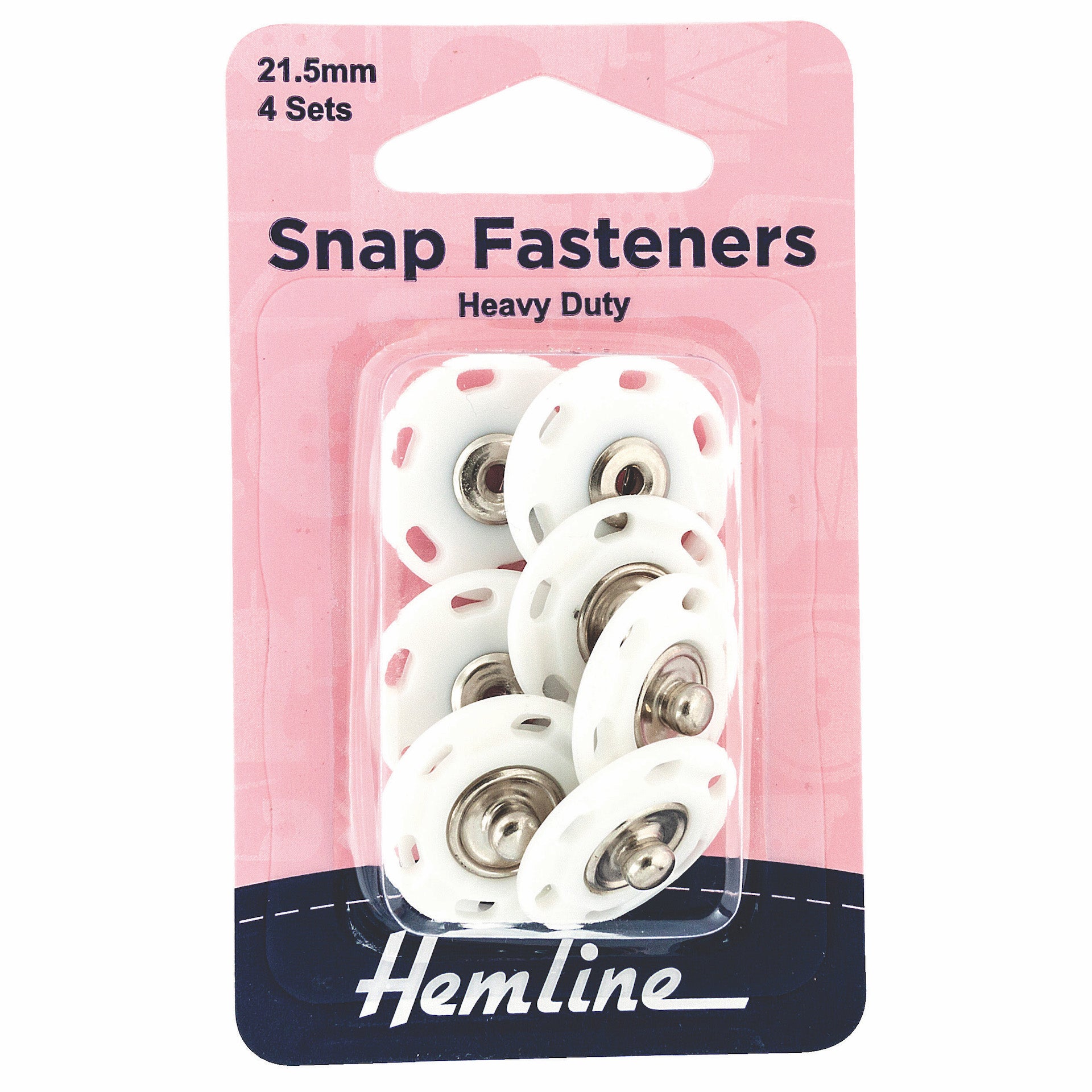 Hemline Snap Fasteners: Sew-on: Plastic: 21.5mm: Pack of 4 - 0