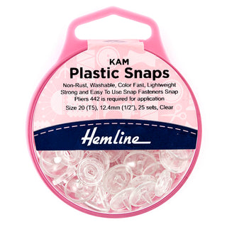 Comprar clear Hemline KAM Plastic Snaps: 25 x 12.4mm Sets