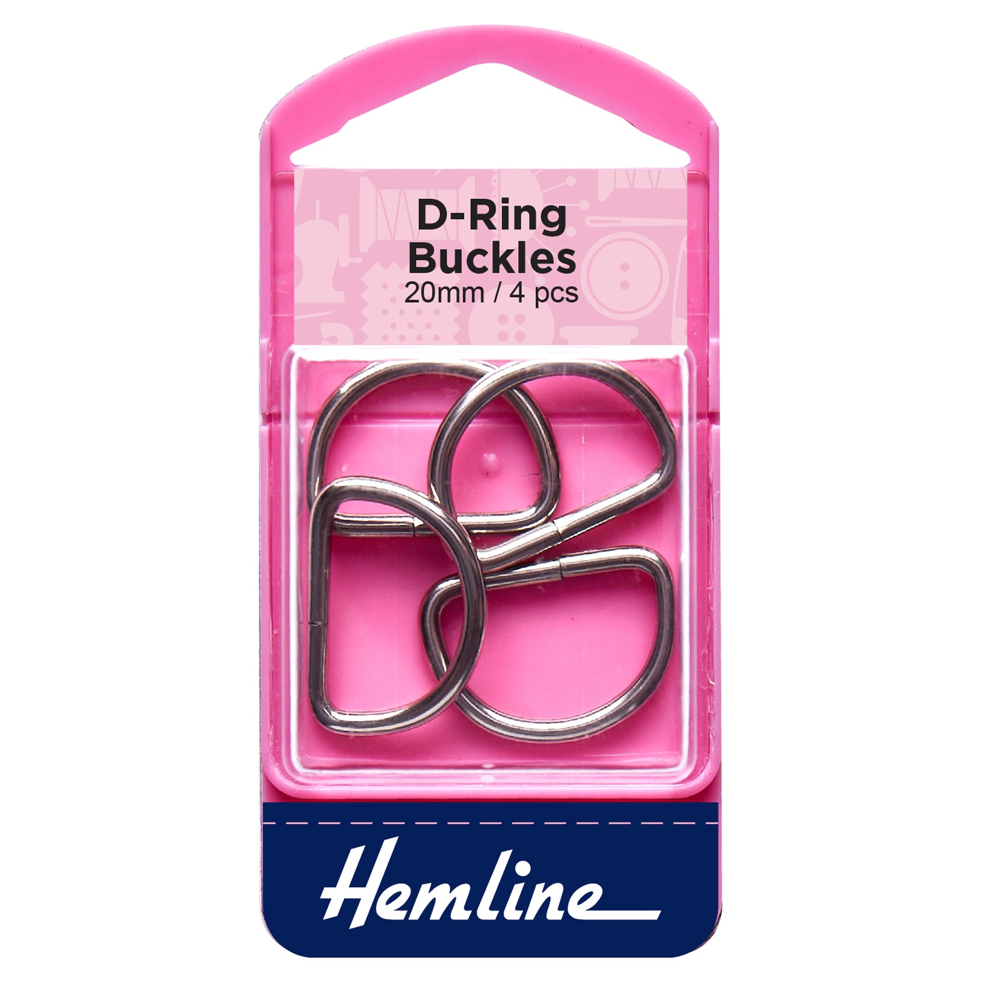 Hemline D Rings: 20mm: Nickel: 4 Pieces