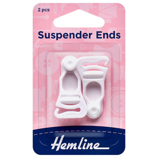 Hemline Suspender Ends: White: 1 Pair