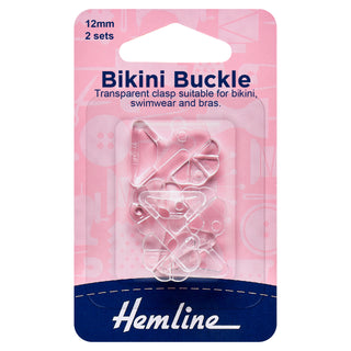 Hemline Bikini Buckles: 12mm: Clear: 2 Sets