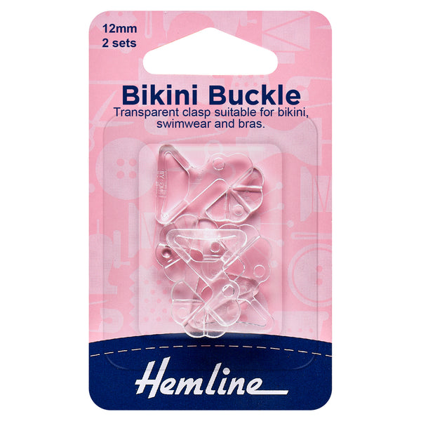 Hemline Bikini Buckles: 12mm: Clear: 2 Sets