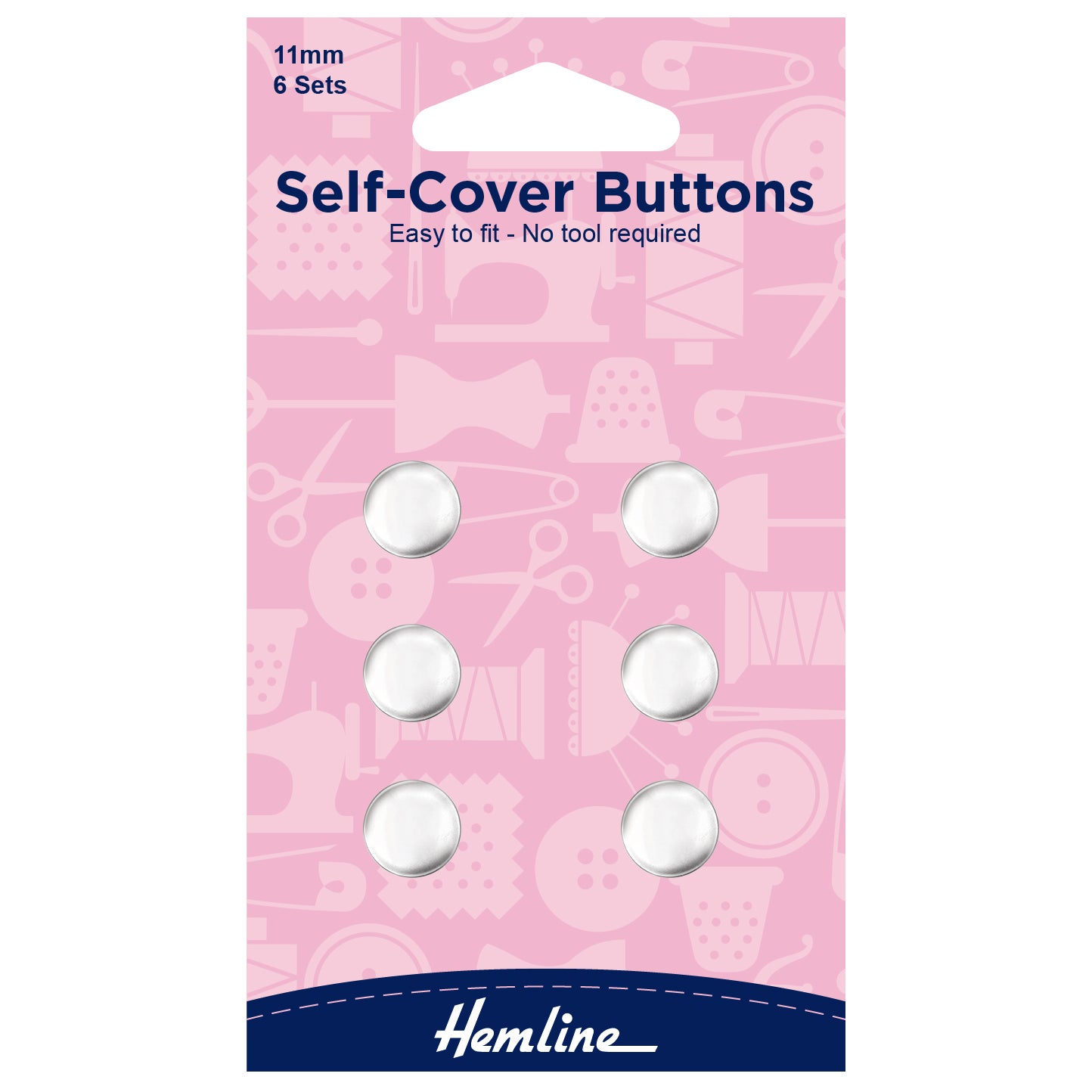 Hemline Buttons: Self-Cover: Metal Top