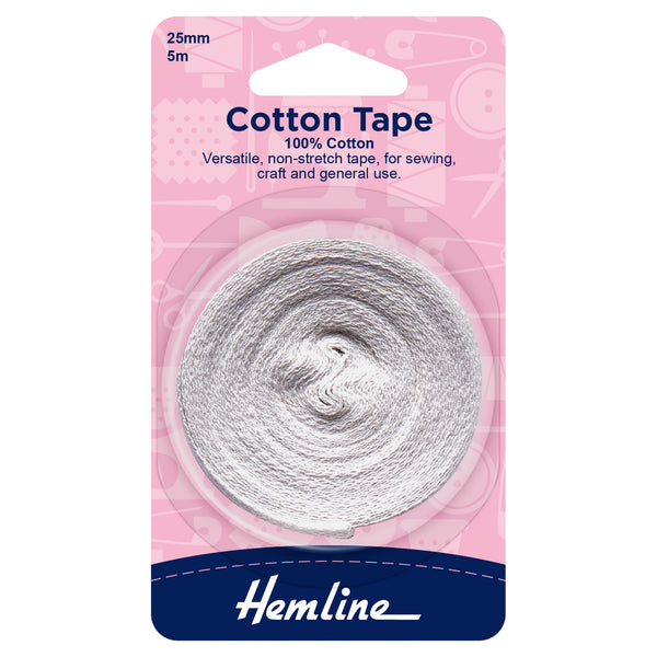 Hemline Cotton Tape: 5m x 25mm