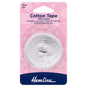 Hemline Cotton Tape: 5m x 6mm