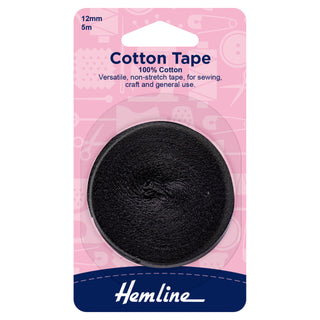 Hemline Cotton Tape: 5m x 12mm