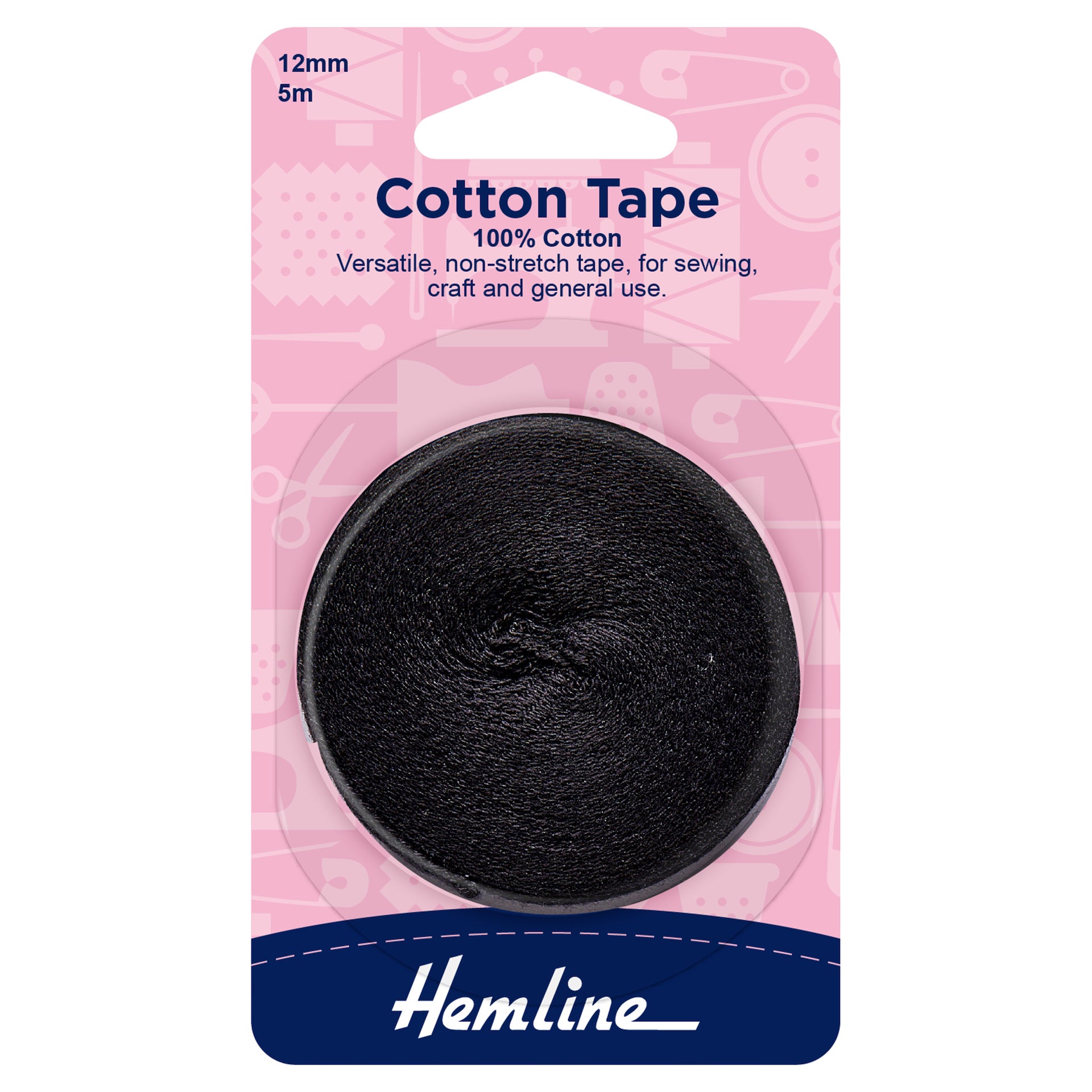 Hemline Cotton Tape: 5m x 12mm - 0