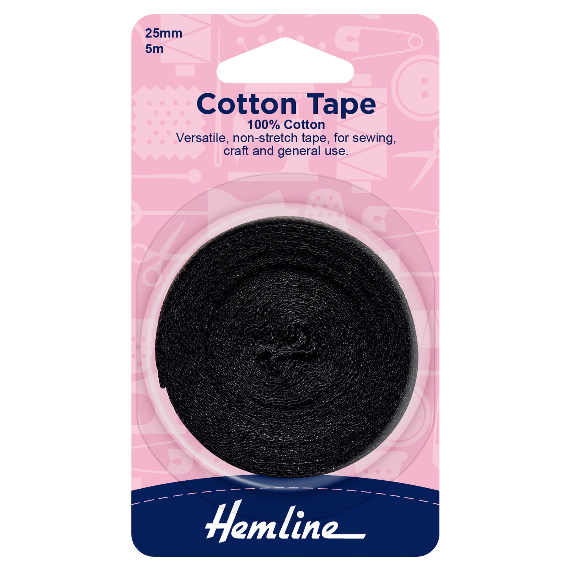 Hemline Cotton Tape: 5m x 25mm - 0