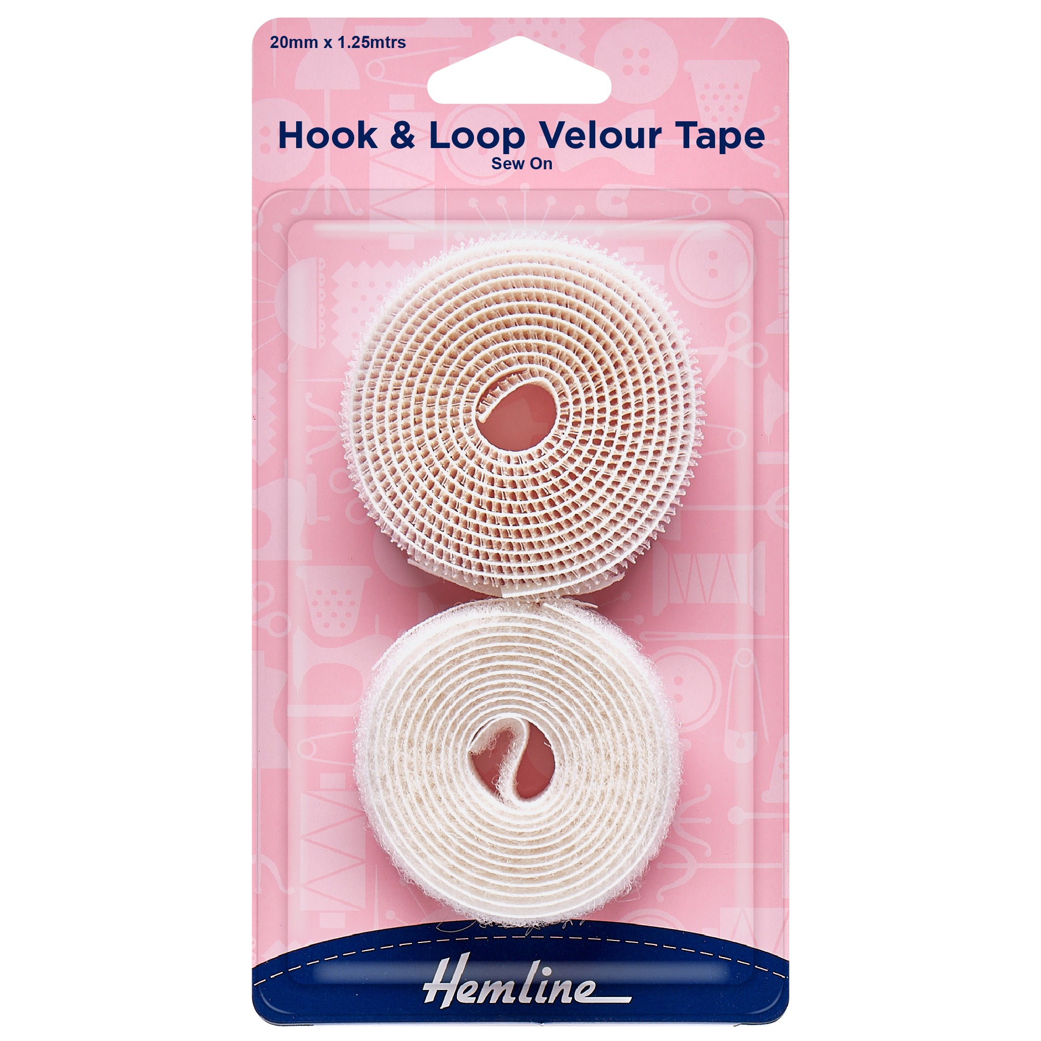 Hemline Hook & Loop Tape: Sew-On: Value Pack: 1.25m x 20mm