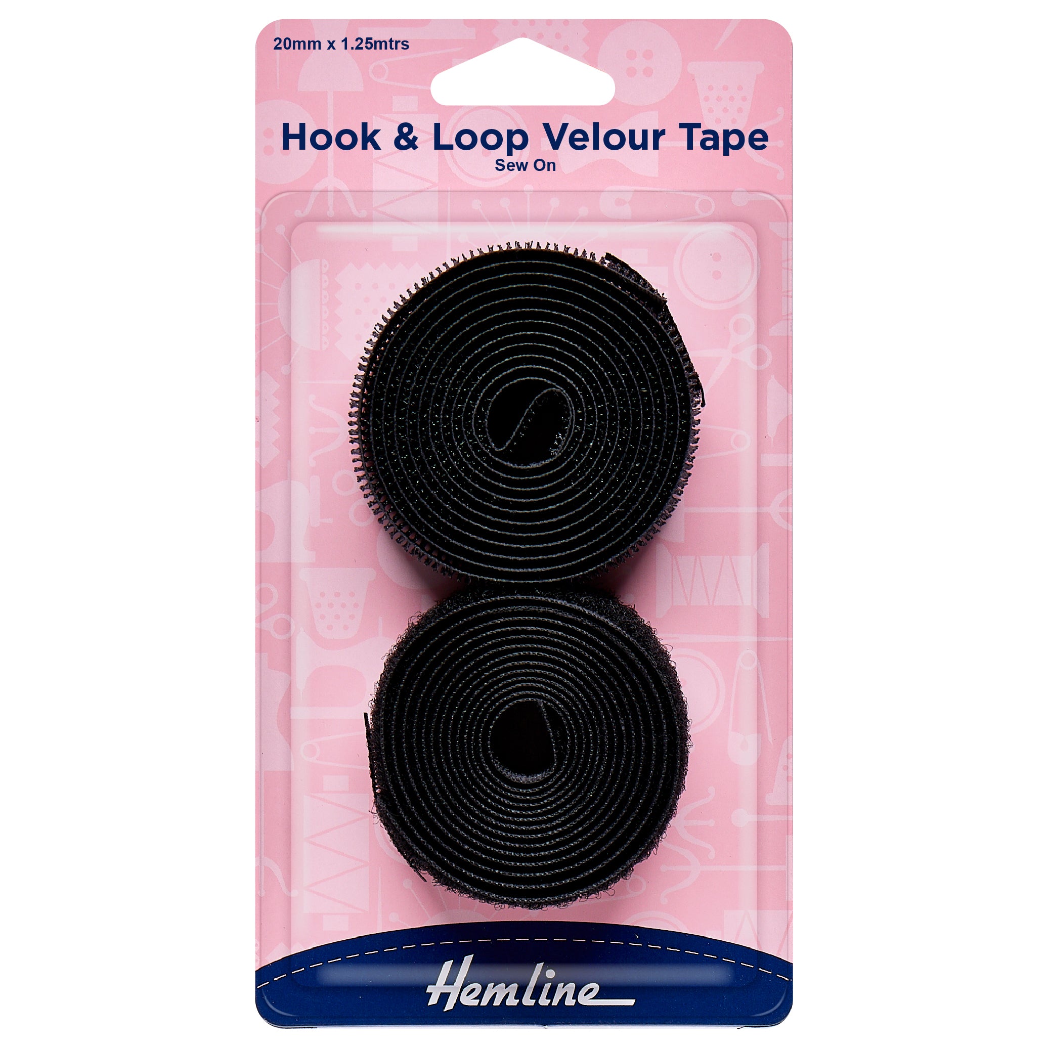 Hemline Hook & Loop Tape: Sew-On: Value Pack: 1.25m x 20mm - 0