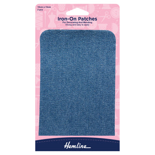 Buy light-denim Hemline Cotton Twill Patches: 10 x 15cm