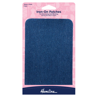 Buy mid-denim Hemline Cotton Twill Patches: 10 x 15cm