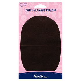 Hemline Sew-in Imitation Suede Patches: Brown - 10 x 15cm - Invisible Mending